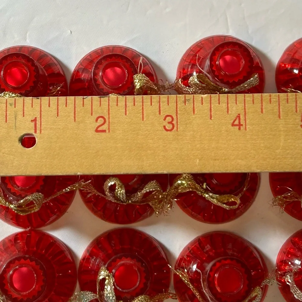 Vintage 24 Red Plastic Bell Bows Christmas Tree Light String Covers Replacements